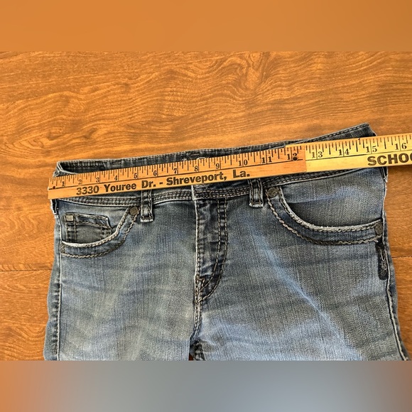 Silver Jeans Capris Womens 30 Blue Suki Surplus Capri Whiskered Heavy Stitching - Picture 10 of 11